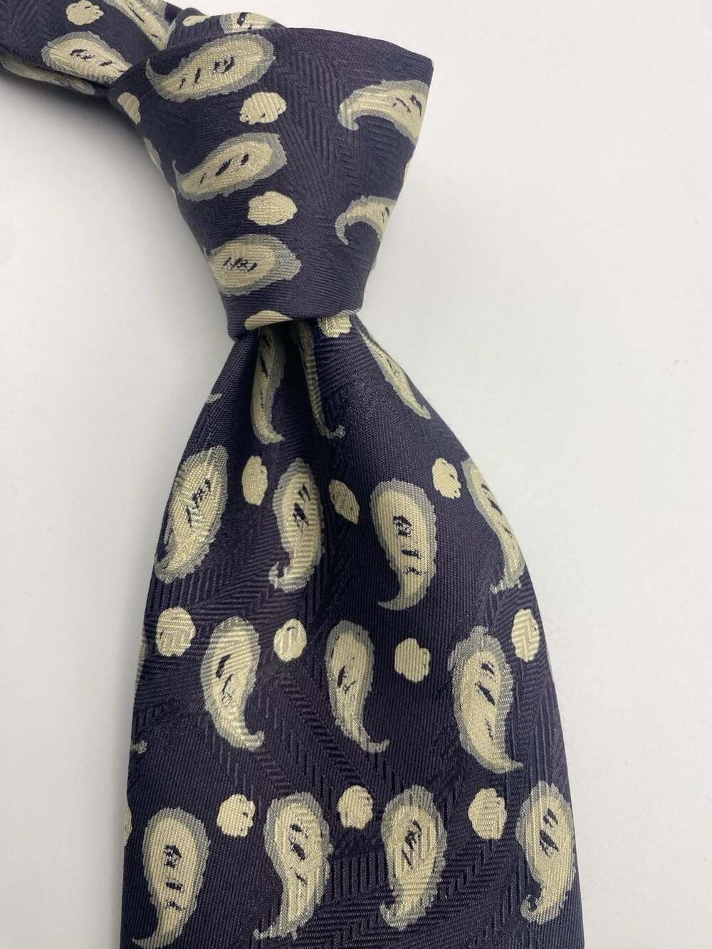 Fumagalli's Navy Blue and Cream Paisley Silk Tie